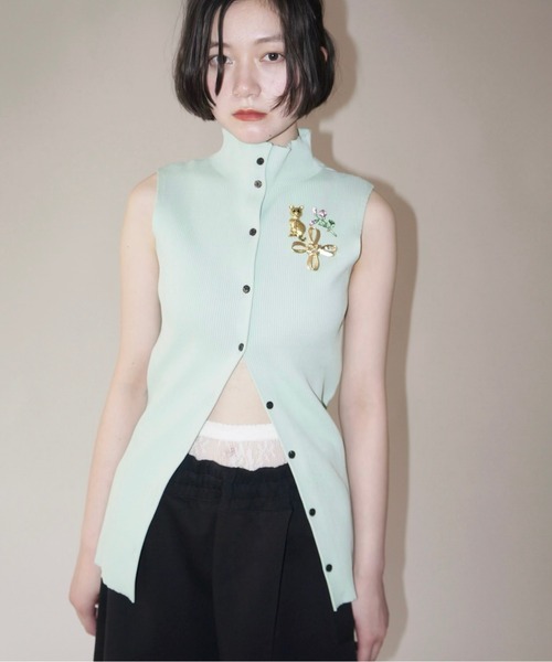 カーディガン sleeve-less summer knit cardigan / サマーニットカーディガン レディース musubore カーディガン sleeve-less summer knit cardigan