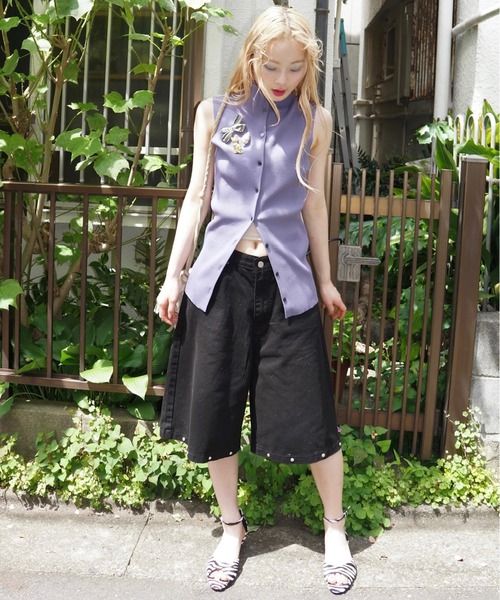 musubore カーディガン sleeve-less summer knit cardigan