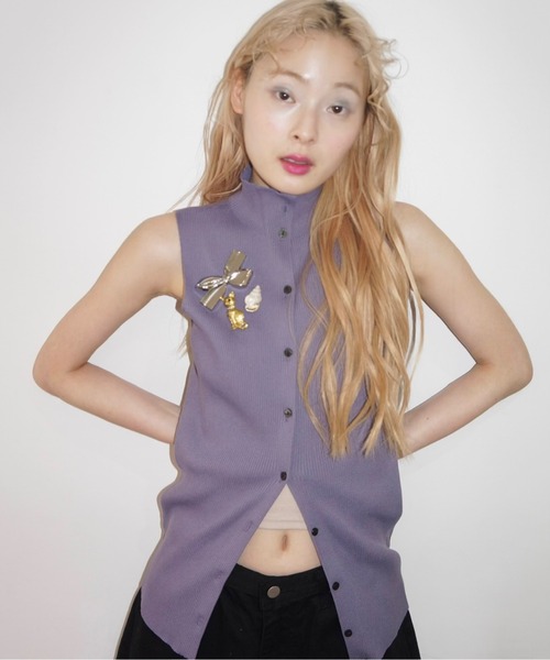 musubore（ムスボレ） カーディガン sleeve-less summer knit cardigan