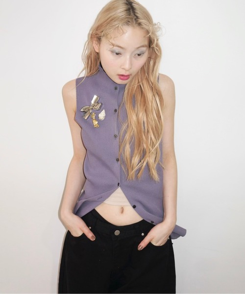 カーディガン sleeve-less summer knit cardigan / サマーニットカーディガン レディース musubore カーディガン sleeve-less summer knit cardigan