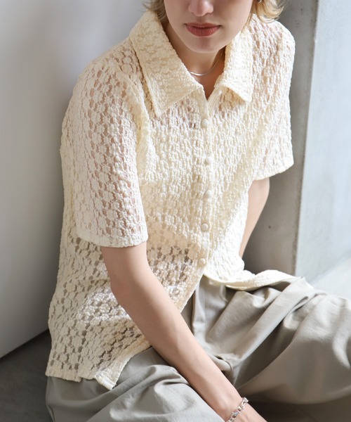 ◆美品◆ダナパリ◆カットワークレース七部袖ブラウス◆カーディガン◆ブラウン◆M ◇美品◇ダナパリ◇カットワークレース七部袖ブラウス◇カーディガン