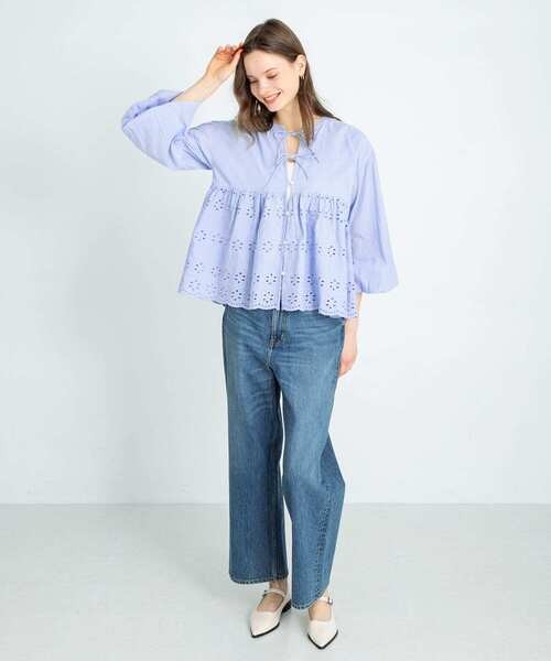 Sonny Label コットンシフリーペプラムガウンブラウス　ブルー　yori URBAN RESEARCH Sonny Label ブラウス シャツ コットンシフリー