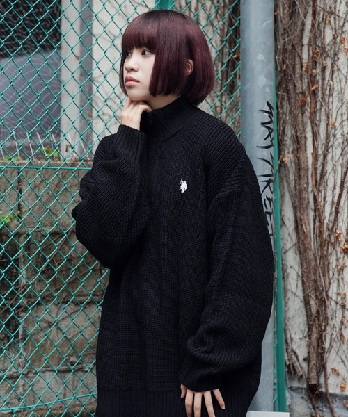 「U.S. POLO ASSN.」 長袖ニット MEDIUM ブラック メンズ_画像8