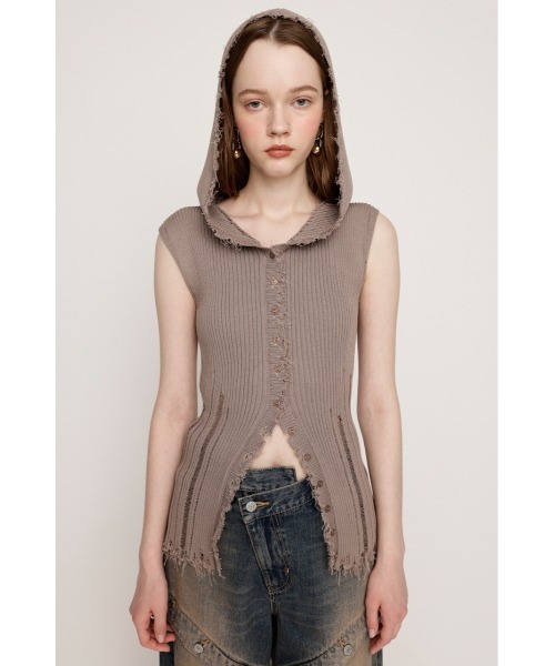 SLY FRONT BUTTON KNIT HOODIE フーディ サマーニット SLY ニット セーター FRONT BUTTON KNIT HOODIE フロントボタン