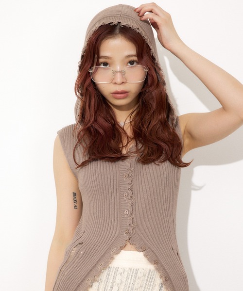 SLY FRONT BUTTON KNIT HOODIE フーディ サマーニット SLY ニット セーター FRONT BUTTON KNIT HOODIE フロントボタン