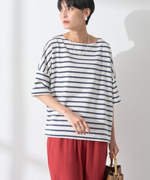 tシャツ 「25AW新作」バスクボーダープルオーバー レディース AMERICAN HOLIC tシャツ バスクボーダー半袖プルオーバー