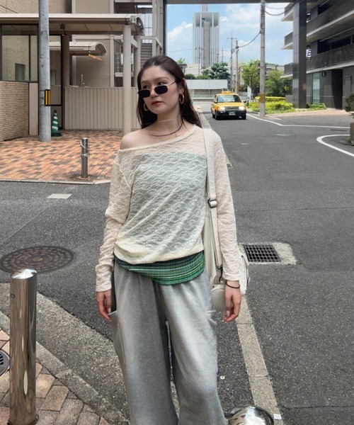 JEANASIS tシャツ 「25quee」レースナンバリングボートネック