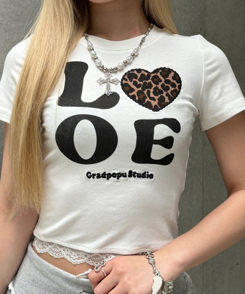 Lae tシャツ レオパードLOVEクロップドTシャツ レディース : ZOZOTOWN