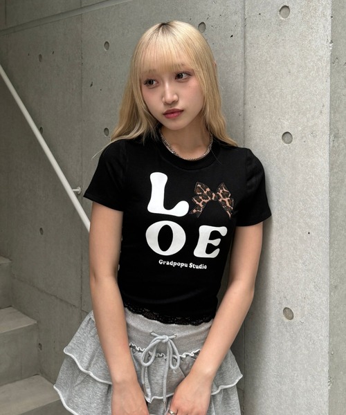 Lae tシャツ レオパードLOVEクロップドTシャツ レディース : ZOZOTOWN