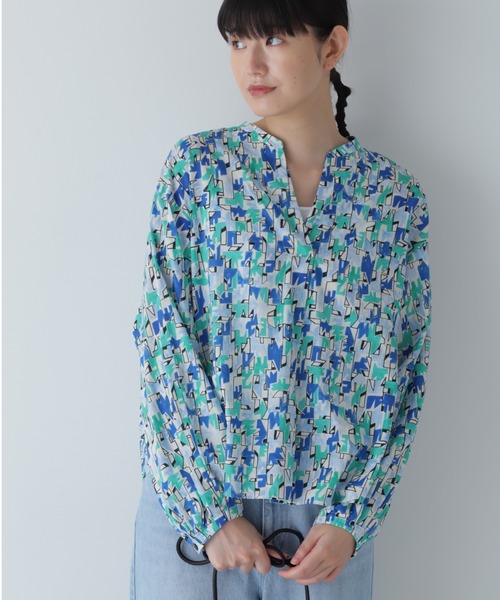 「human woman」 長袖ブラウス MEDIUM ブルー系その他3 レディース