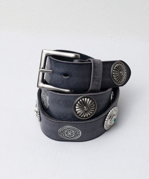 NO WAY ベルト /本革 ヴィンテージ コンチョレザーベルト/ メンズ