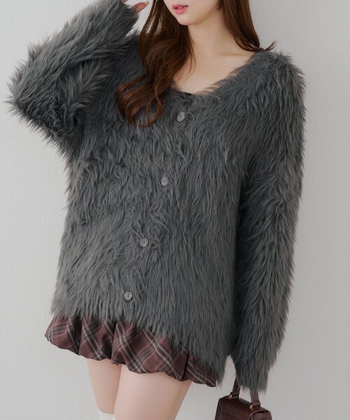 LOUNGEDRESS フェザーカーディガン PAL GROUP OUTLET｜【w closet】ラメフェザーカーディガンSET