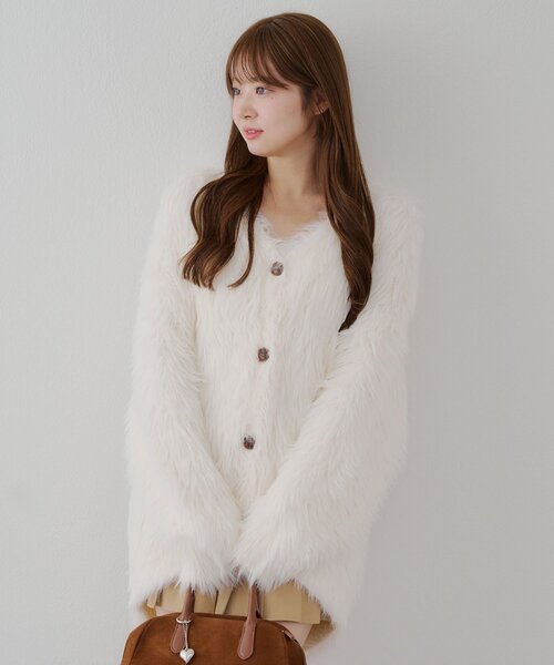 LOUNGEDRESS フェザーカーディガン PAL GROUP OUTLET｜【w closet】ラメフェザーカーディガンSET