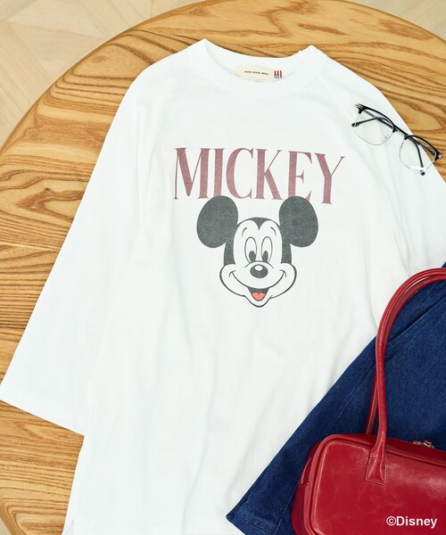 Mickey Mouse　ミッキーマウス　半袖Tシャツ　ラグラン袖　L　ネクタイ Amazon | メンズ 半袖 Tシャツ ラグラン袖 ビッグシルエット