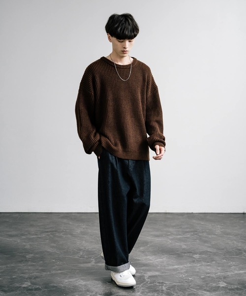 Rocky Monroe セーター ニット オーバーサイズ畦編みクルーネック