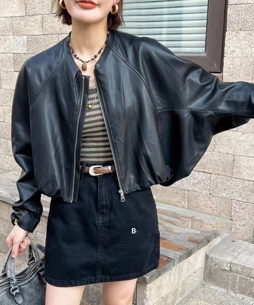 ADDITION STORE レザージャケット ライダース (トレンドのショート丈