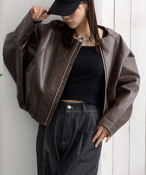 ADDITION STORE レザージャケット ライダース (トレンドのショート丈