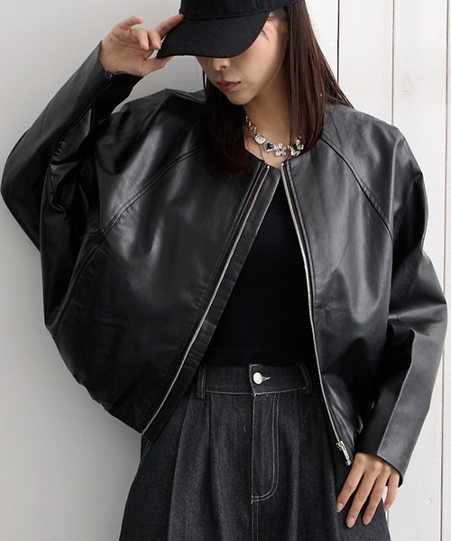 ADDITION STORE レザージャケット ライダース (トレンドのショート丈