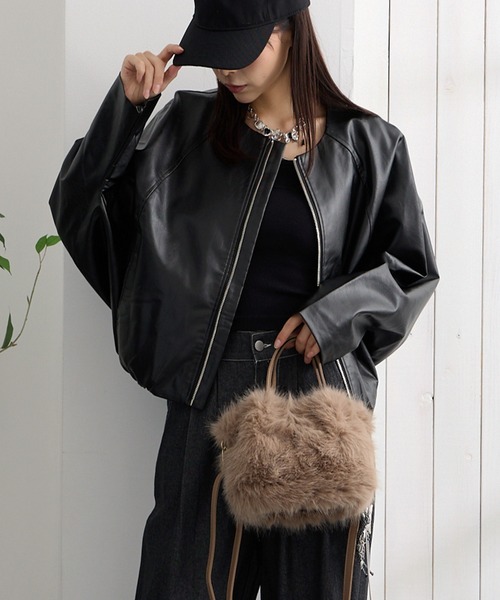 ADDITION STORE レザージャケット ライダース (トレンドのショート丈