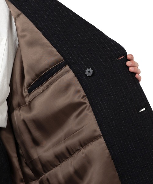 KAMIYA コート ジャケット Padded Pinstripe Coat メンズ : ZOZOTOWN