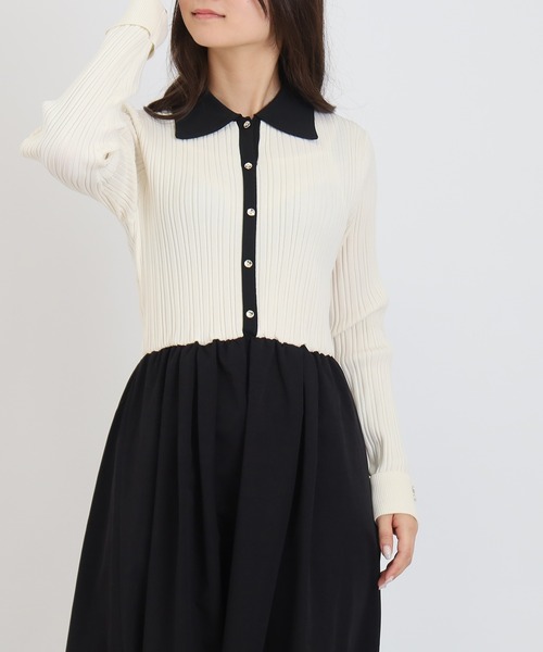 TRUDEA（トルディア） ワンピース ドッキング配色エアリーワンピース