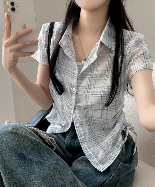 「Girly Doll」 半袖ブラウス F ネイビー レディース_画像9