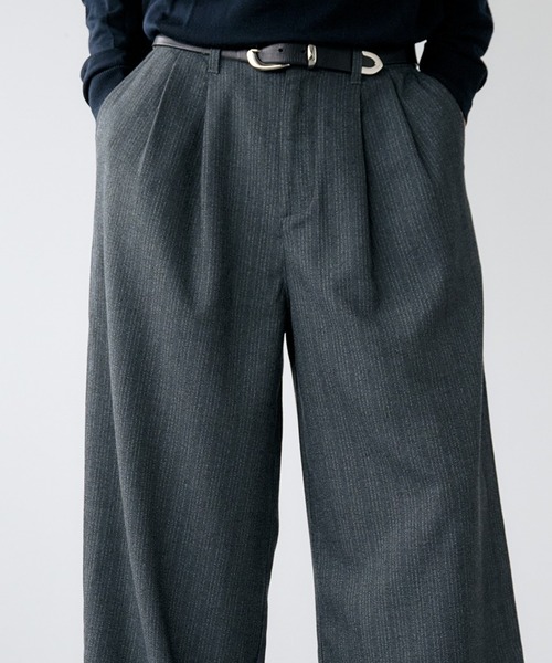 Adoon plain スラックス 2-Tuck Wide Pinstripe Slacks / 2タック