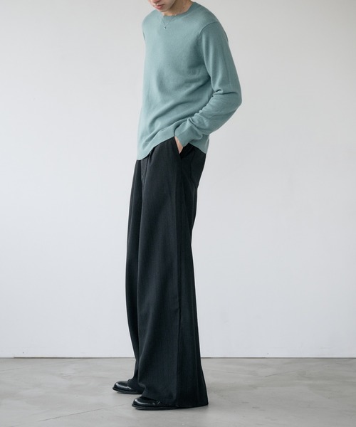 Adoon plain スラックス 2-Tuck Wide Pinstripe Slacks / 2タック