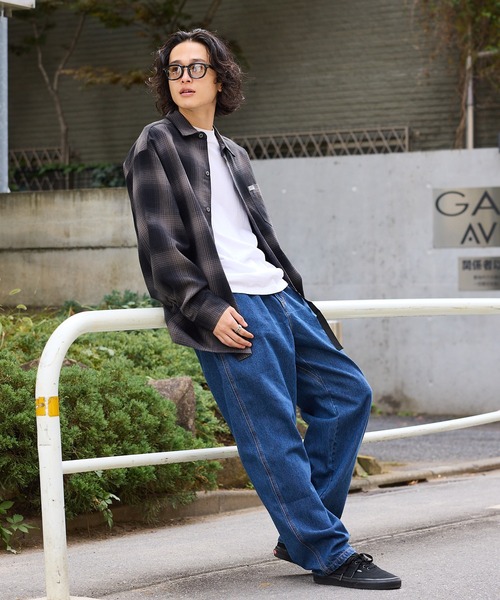 KAPITAL ブルーデニム ワイドパンツ ROOP TOKYO ワイドパンツ ジーンズ ウェビングベルト付き バルーン