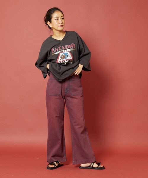 「Freada」 半袖Tシャツ ONE SIZE ブラック レディース_画像4