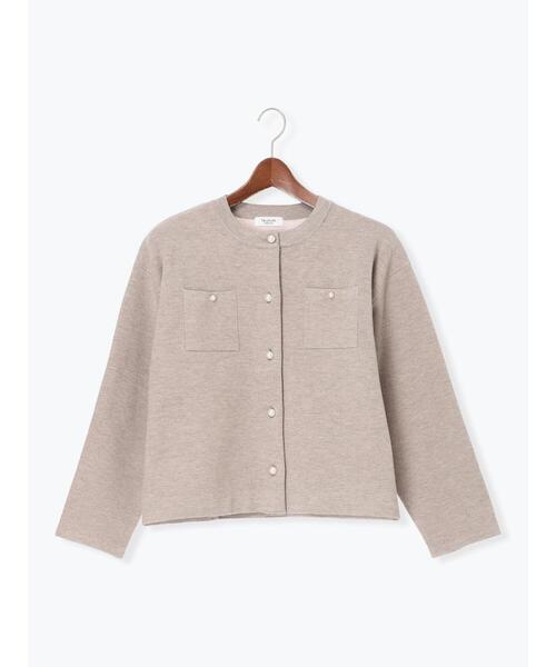 Te chichi TERRASSE カーディガン パール釦バイカラーニット