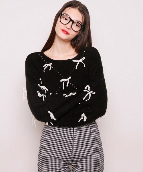 「Seemi. byNICECLAUP」 長袖ニット FREE 杢グレー レディース_画像6