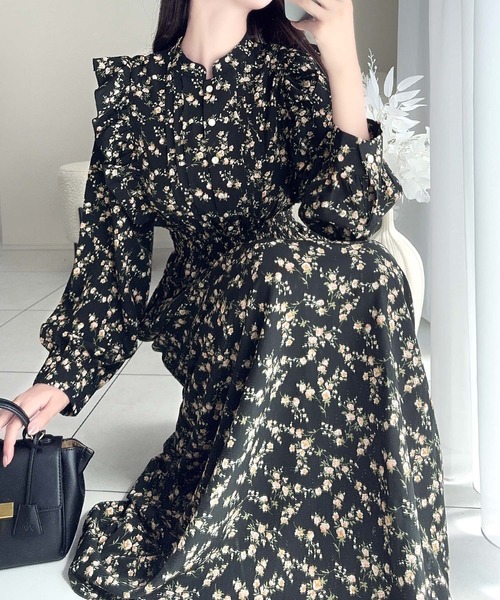 「mily bilet」 長袖ワンピース X-LARGE ネイビー レディース_画像3