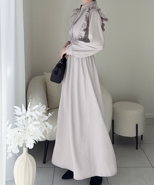 「mily bilet」 長袖ワンピース X-LARGE ネイビー レディース_画像8