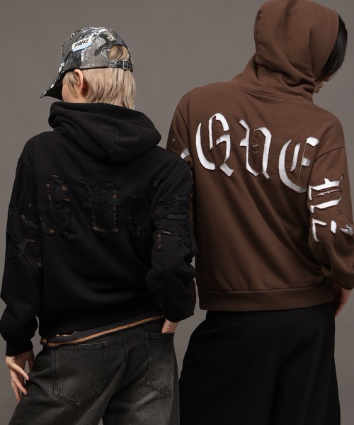 パーカー 「SEQUENZ/シークエンズ」SEE-THROUGH LOGO HOODIE メンズ