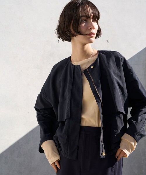 「UNFILO」 ナイロンブルゾン LARGE ネイビー レディース_画像4