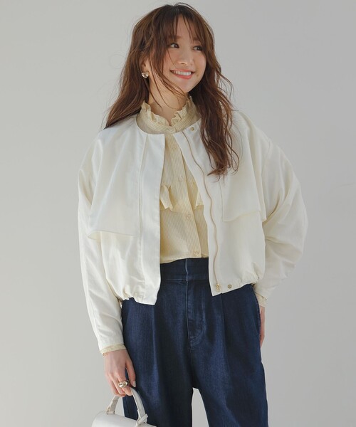 「UNFILO」 ナイロンブルゾン LARGE ネイビー レディース_画像7