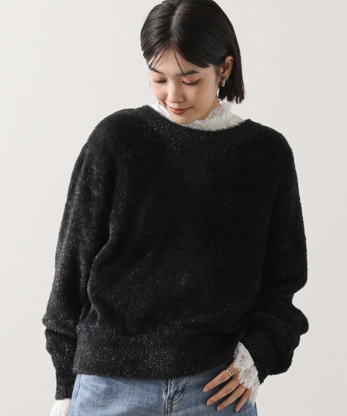 グレディブリリアン　シャギー ラメ2WAYカーディガン　黒 Gready Brilliant（グレディブリリアン） カーディガン 2wayラメ