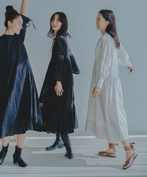 「Freada」 長袖ワンピース フリ- ブラック レディース_画像3