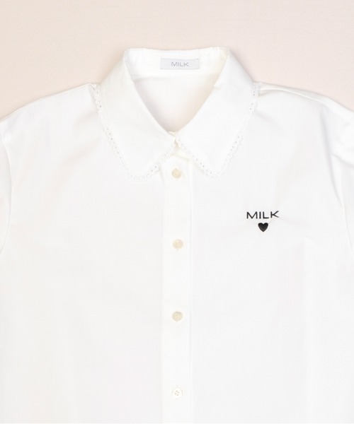 【新品未使用】 MILK ブラウス 白襟×白 MILK（ミルク） ブラウス シャツ ハート ブラウス レディース