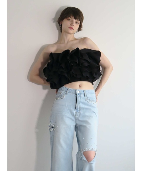 OMMO ベアトップ AMOMMA（アモマ） チューブトップ ベアトップ RUFFLE BUSTIER
