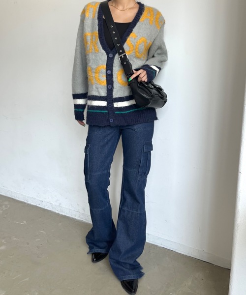 「SHAGGIE」 ニットカーディガン「person’sコラボ」 FREE レッド レディース_画像4