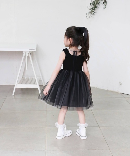 「Rora」 「KIDS」ノースリーブワンピース 140 ブラック キッズ_画像4