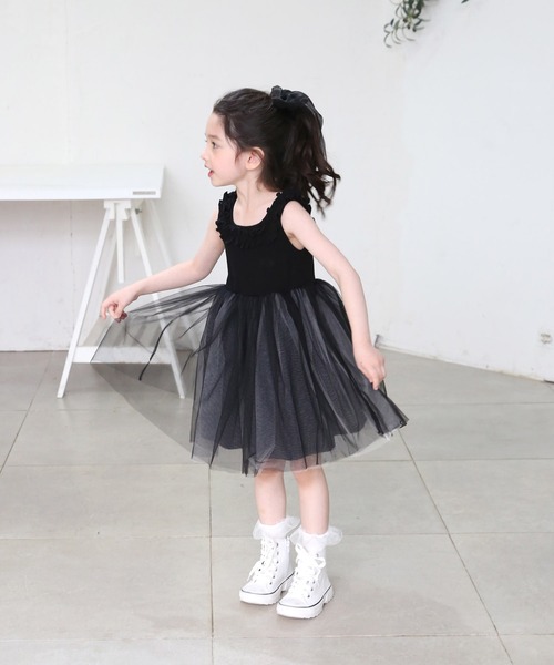 「Rora」 「KIDS」ノースリーブワンピース 140 ブラック キッズ_画像7