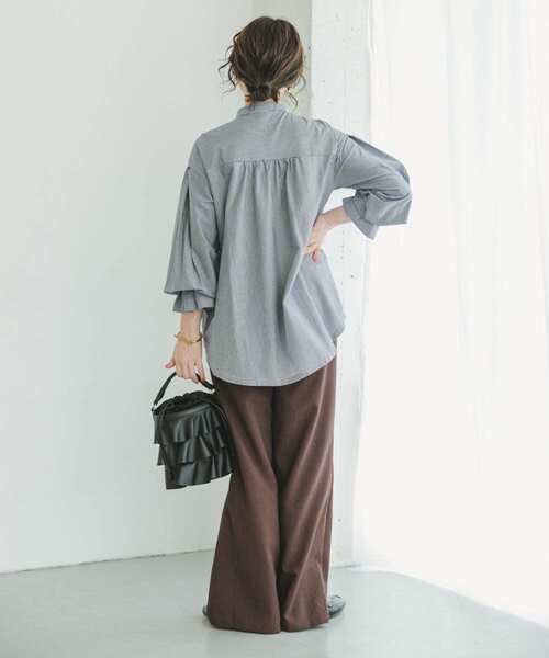 「ITEMS URBANRESEARCH」 長袖ブラウス FREE ネイビー レディース_画像3