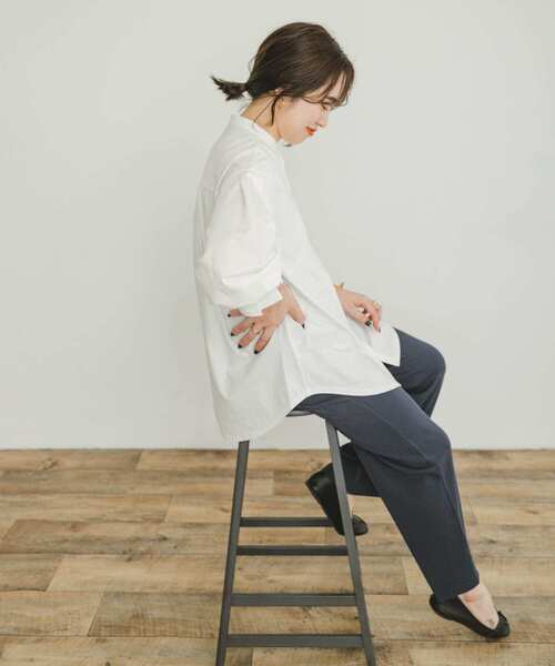 「ITEMS URBANRESEARCH」 長袖ブラウス FREE ネイビー レディース_画像4