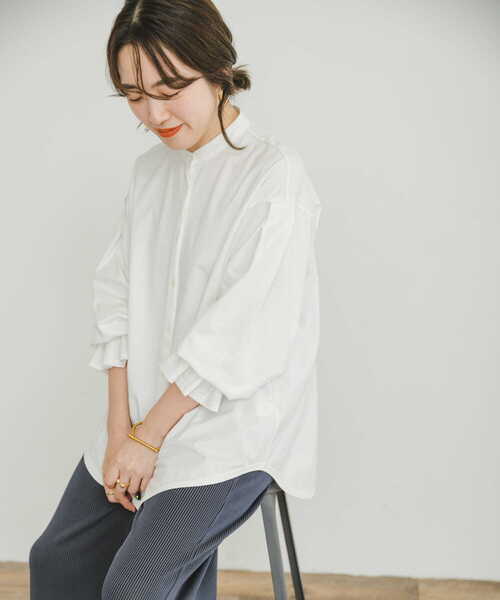 「ITEMS URBANRESEARCH」 長袖ブラウス FREE ネイビー レディース_画像5