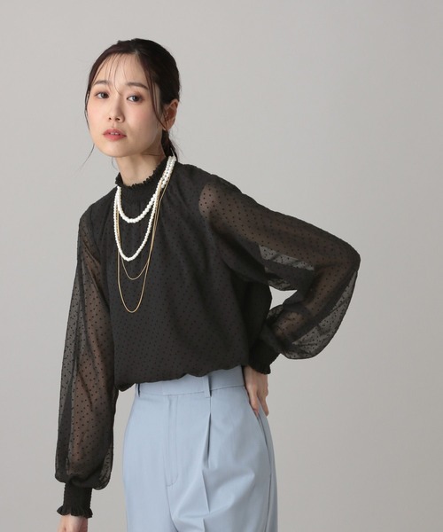 【新品タグ付き】プラスオトハ　Vネックブラウス　切替バルーン　シャーリング GLOBAL WORK（グローバルワーク） ブラウス シャツ MATINEE LINE