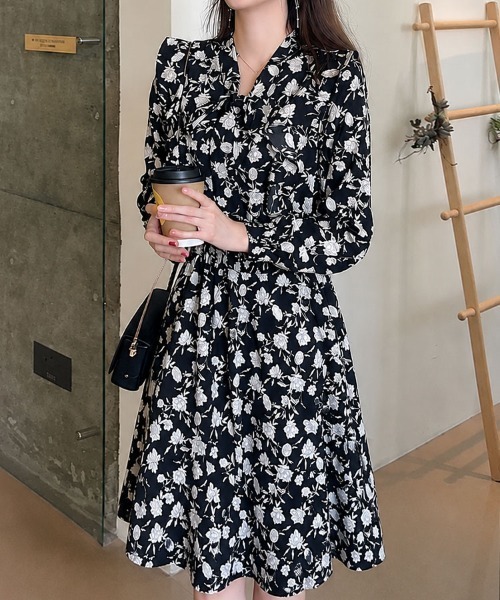詩仙堂 シセンドウ フード シフォン ロング チュニック ワンピース 花柄 黒 ワンピース 花柄シフォンロングワンピース : ZOZOTOWN Yahoo!店 - 通販