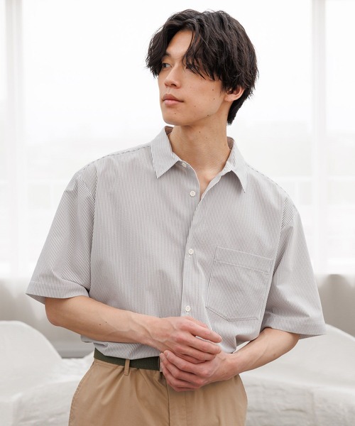 GLOBAL WORK（グローバルワーク） シャツ 半袖 クリーンサッカー